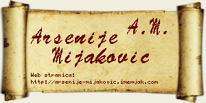 Arsenije Mijaković vizit kartica